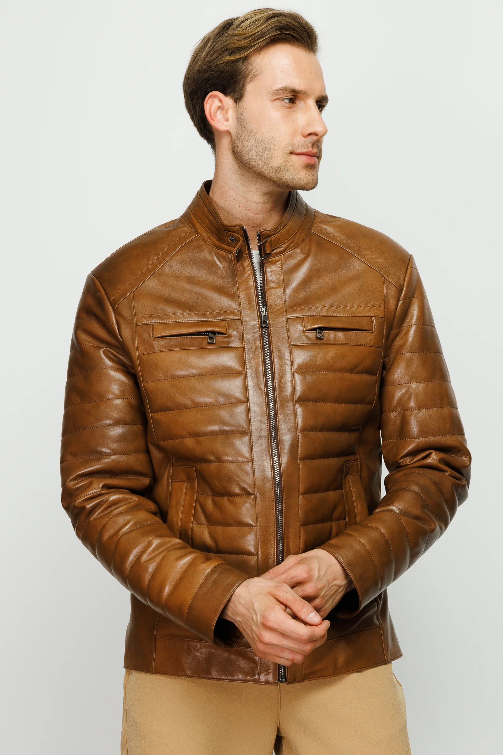 The Wilkerson Tan Leather Men Jacket - Image 6