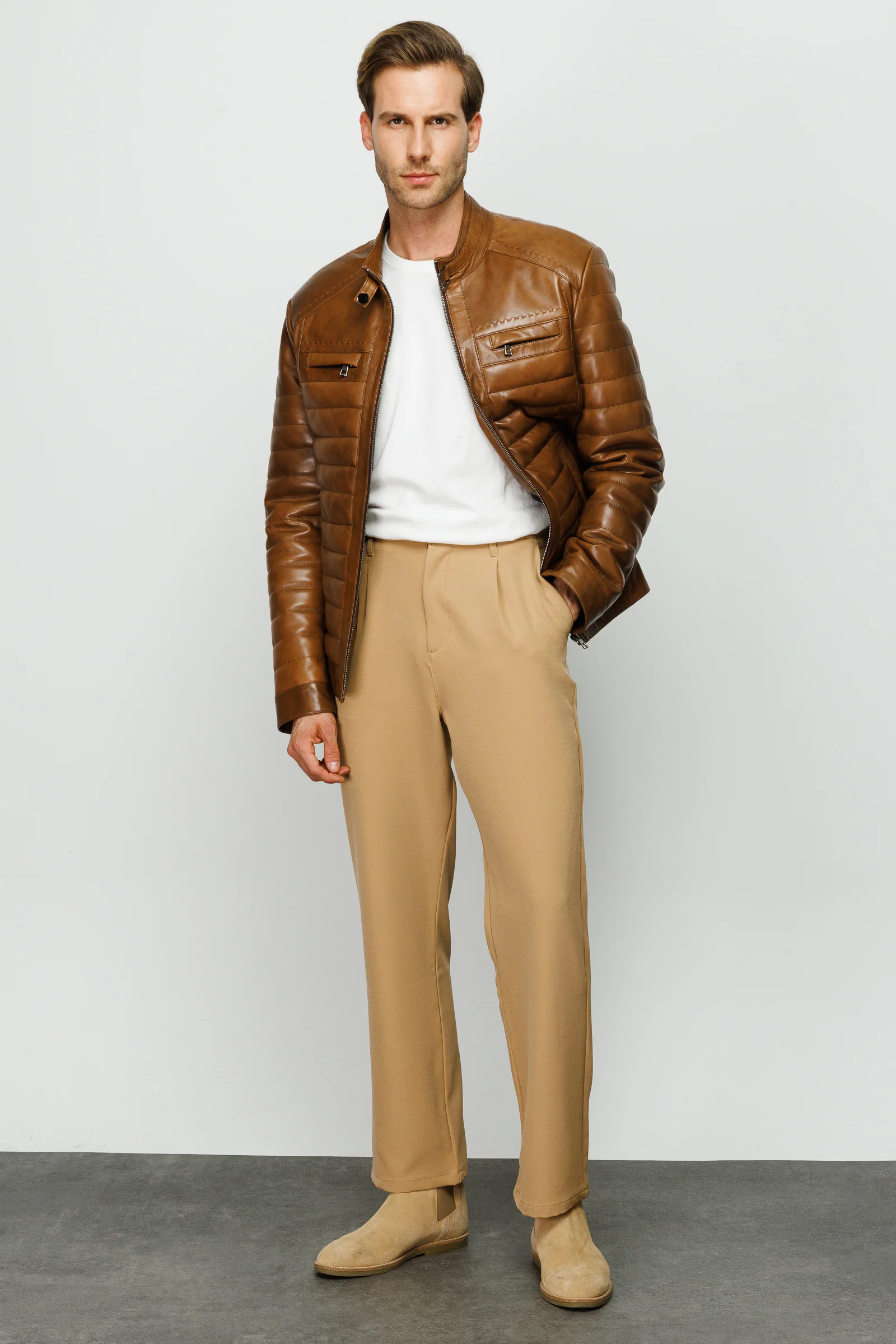The Wilkerson Tan Leather Men Jacket - Image 8
