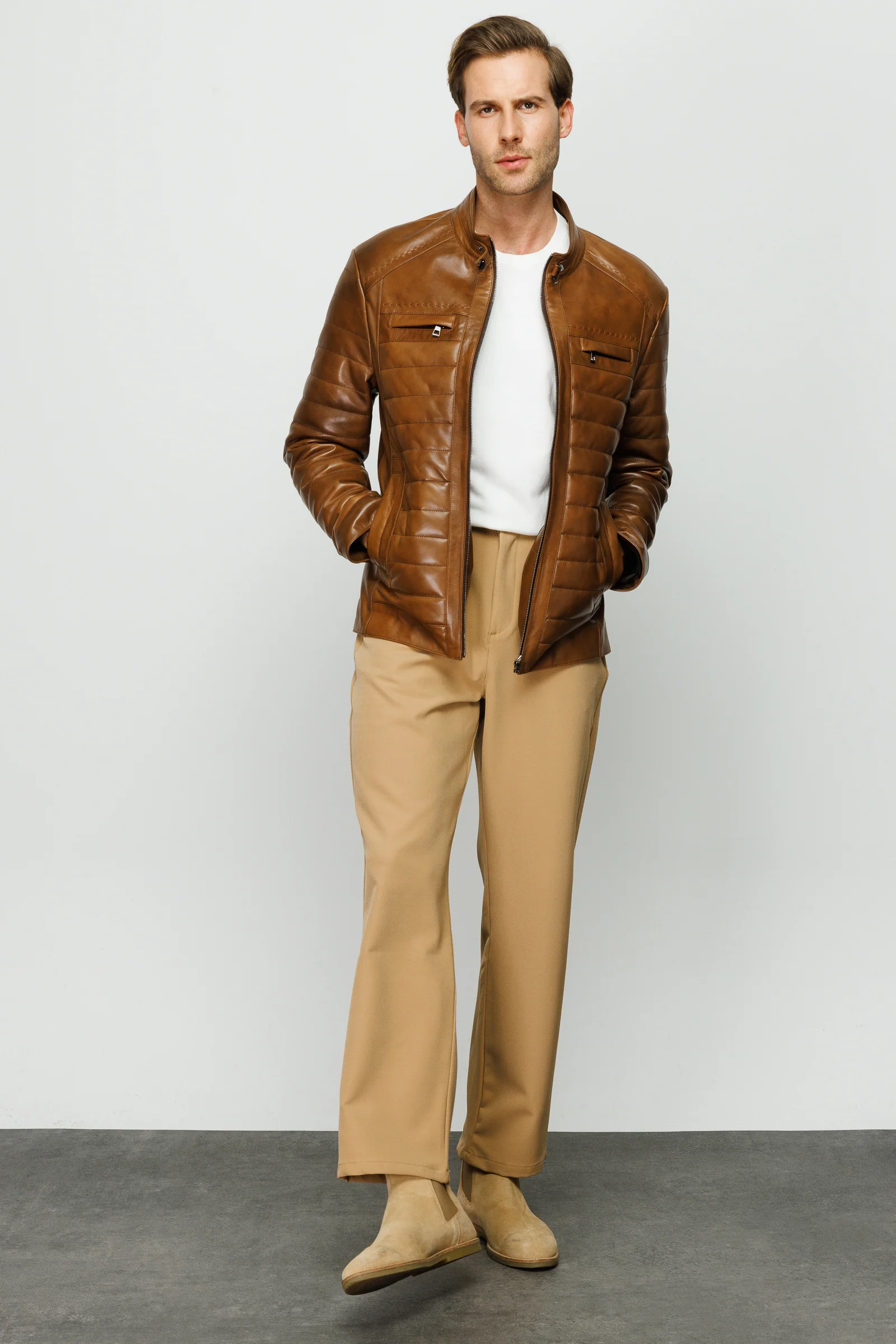 The Wilkerson Tan Leather Men Jacket - Image 9